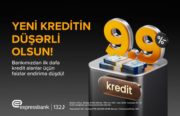 Bu bankda kredit faizləri endi! – illik 9.9%-dən