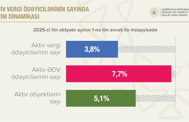 Aktiv ƏDV ödəyicilərinin sayı 7,7 faiz artıb