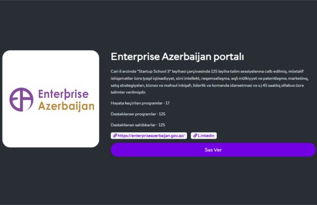“Enterprise Azerbaijan” portalı “IDDA Awards 2025” müsabiqəsində “İlin Ekosistem Oyunçusu” nominasiyasında yarışır